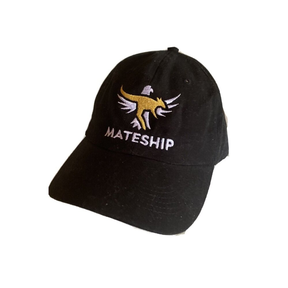 Mateship Embroidered Black Baseball Cap Adjustable Strap Cotton‎ Unisex
